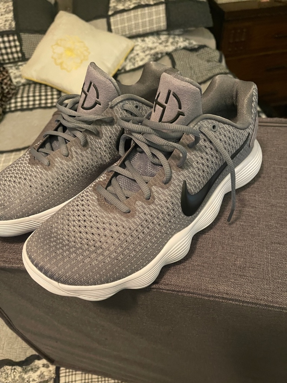 Nike Grey Knit Running Sneakers with Black Swoosh